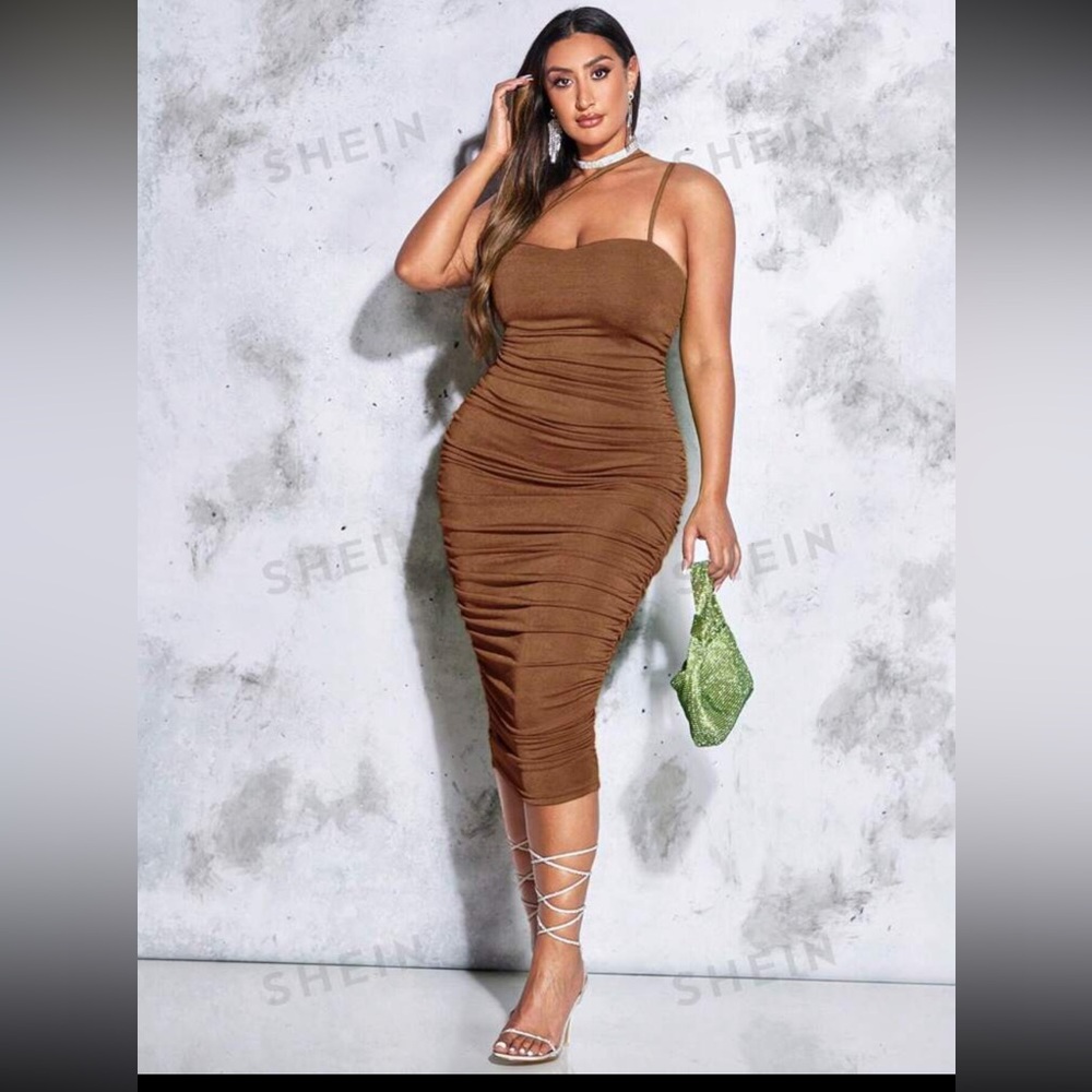 Ruched plus size body con dress